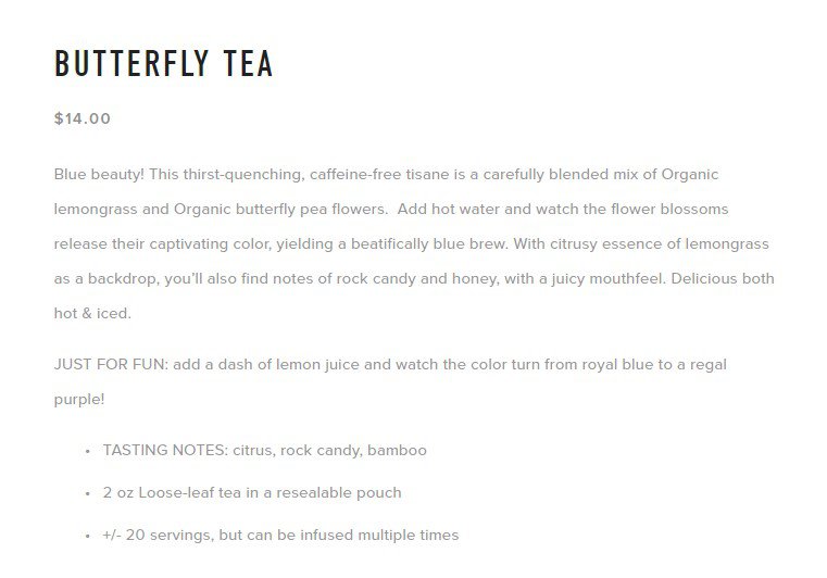 product description of tea
